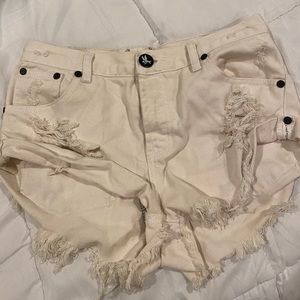 One teaspoon white denim shorts